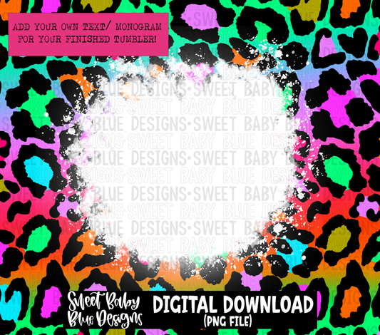 Colorful ombre leopard - 20 oz. skinny tumbler- 2022 -PNG file- Digital Download