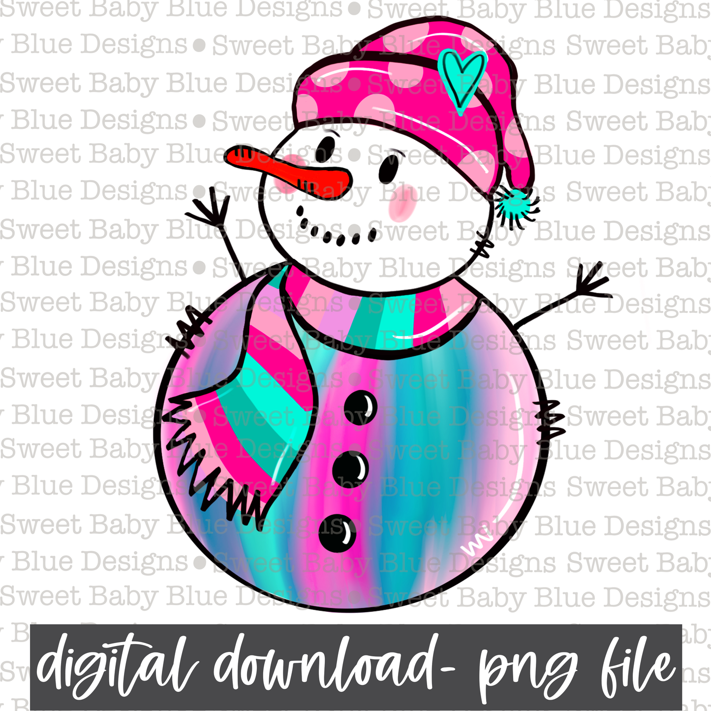 Colorful snowman- PNG file- Digital Download