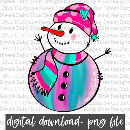 Colorful snowman- PNG file- Digital Download