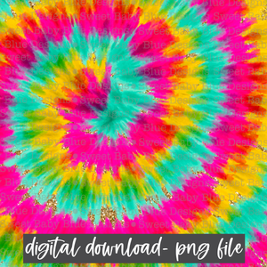 Colorful Tie-Dye Digital Paper- With glitter - PNG file- Digital Download