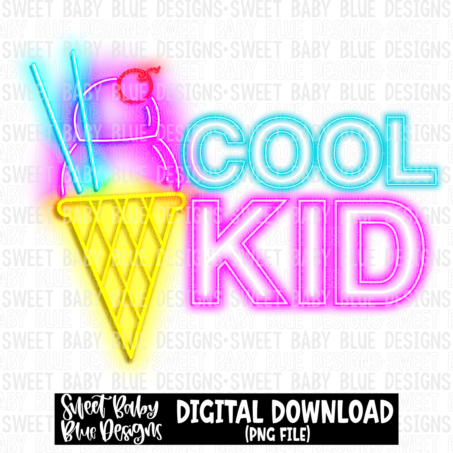 Cool kid- Neon- Summer - 2023 - PNG file- Digital Download