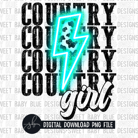 Country girl- Cow bolt- Neon- 2022 - PNG file- Digital Download