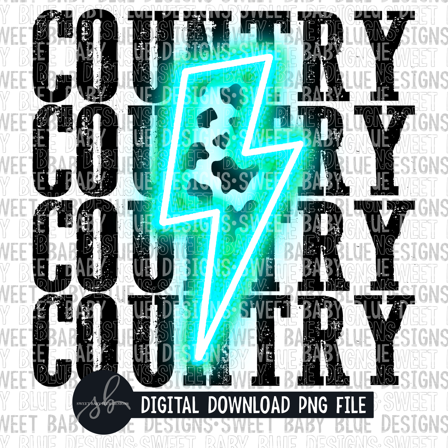 Country- Stacked- Cow bolt- Neon- 2022 - PNG file- Digital Download