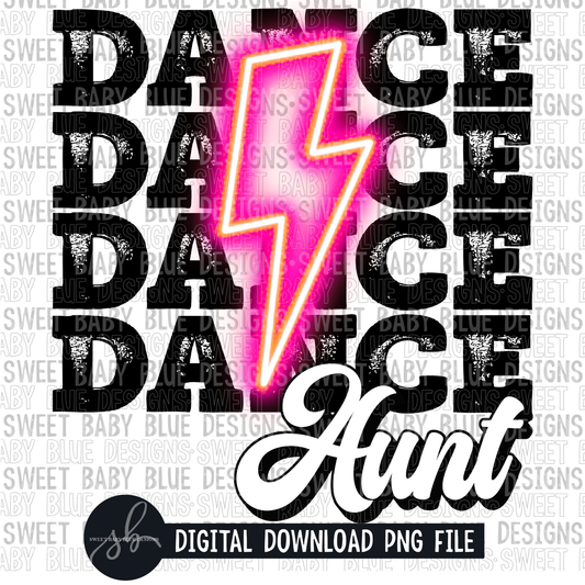 Dance aunt- Pink bolt- 2022 - PNG file- Digital Download