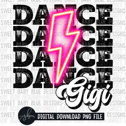 Dance gigi- Pink bolt- 2022 - PNG file- Digital Download
