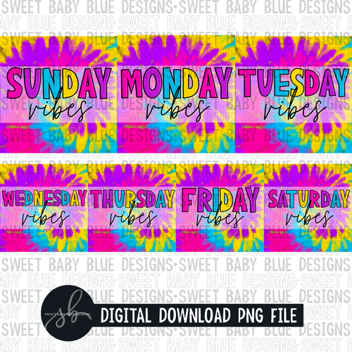 Days of the week- vibes- Tie Dye - Interactive post- 2022- PNG file- Digital Download