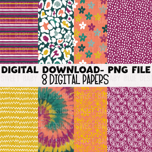 Digital paper pack- Purple and Orange- Digital paper - 2022 -PNG file- Digital Download