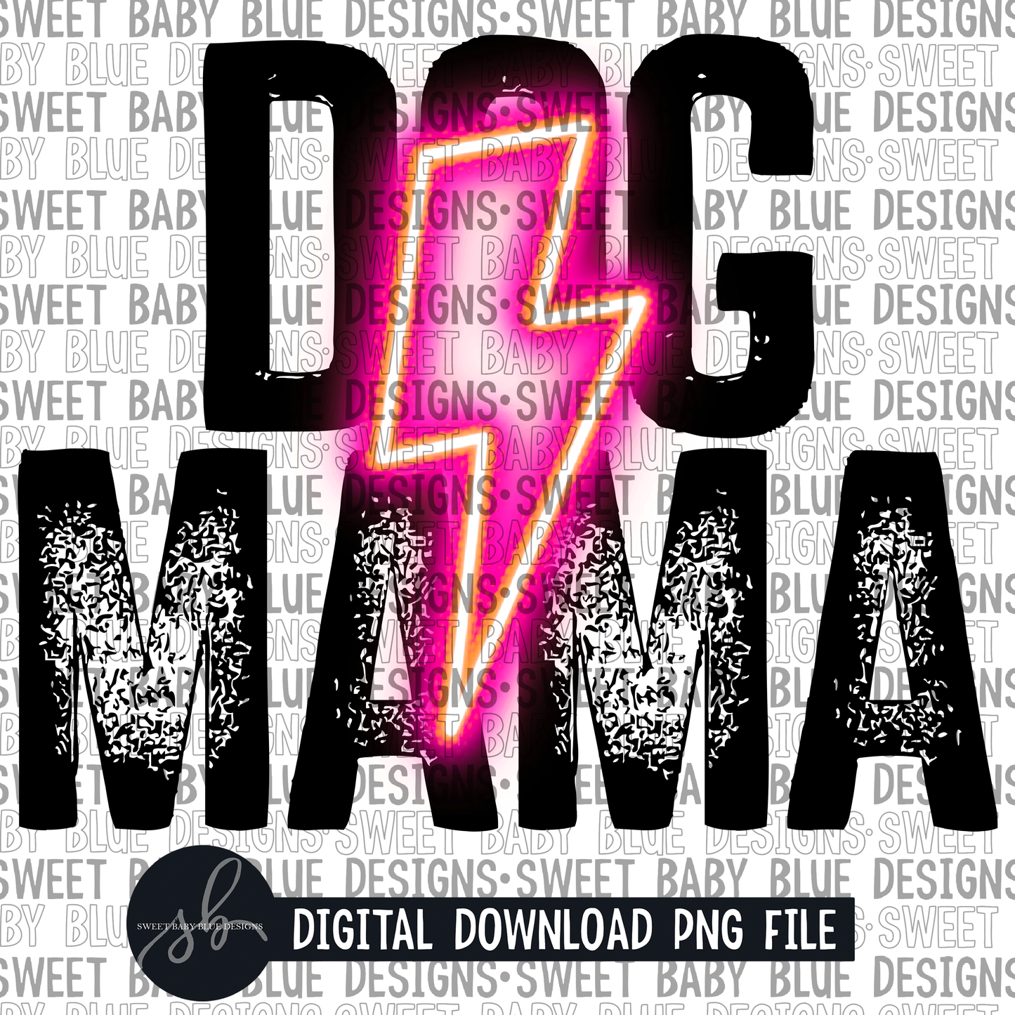 Dog mama- Pink bolt- 2022 - PNG file- Digital Download
