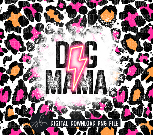 Dog mama- Orange and pink leopard- 20 oz. skinny tumbler- 2022 -PNG file- Digital Download