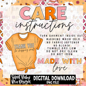 Easter brushstroke shirt care instructions- 2023 - PNG file- Digital Download