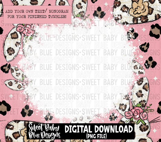 Leopard Easter Bunny- Bleach blank - 20 oz. skinny tumbler- 2023 -PNG file- Digital Download