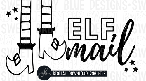 Elf mail- Thermal Sticker- Designed in 2.25 x 1.25- 2022 -  PNG file- Digital Download