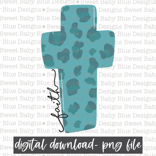 Faith- Leopard cross- PNG file- Digital Download