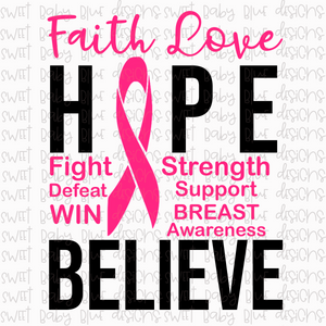 Faith love- Breast cancer awareness- PNG file- Digital Download