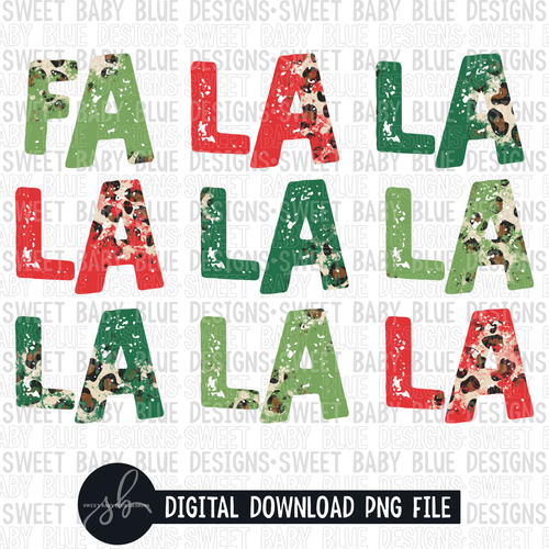 FA LA LA- Christmas- Leopard- 2022 - PNG file- Digital Download