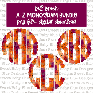 Fall brush monogram bundle - 2021- PNG file- Digital Download