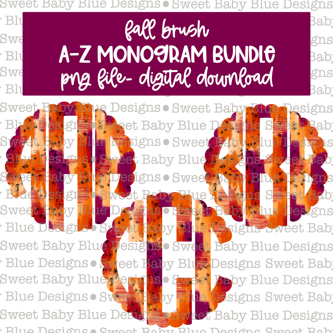 Fall brush monogram bundle - 2021- PNG file- Digital Download