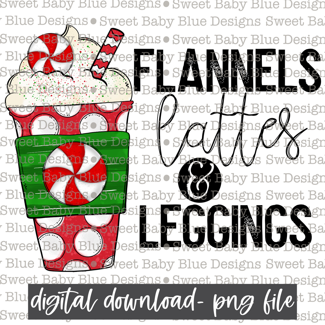 Flannels lattes & leggings- Christmas- PNG file- Digital Download