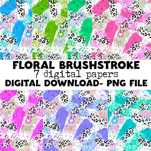 Floral brushstroke- Digital paper bundle - Digital paper - 2022 -PNG file- Digital Download