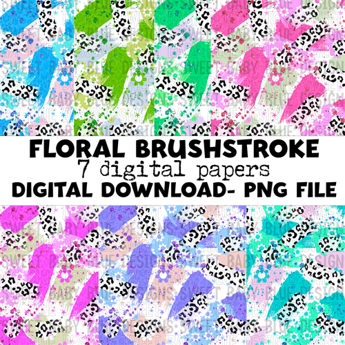 Floral brushstroke- Digital paper bundle - Digital paper - 2022 -PNG file- Digital Download