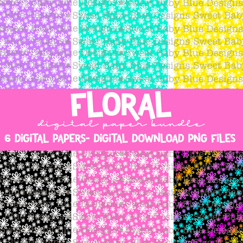 Floral- Digital paper bundle- Digital paper- 2021- PNG file- Digital Download