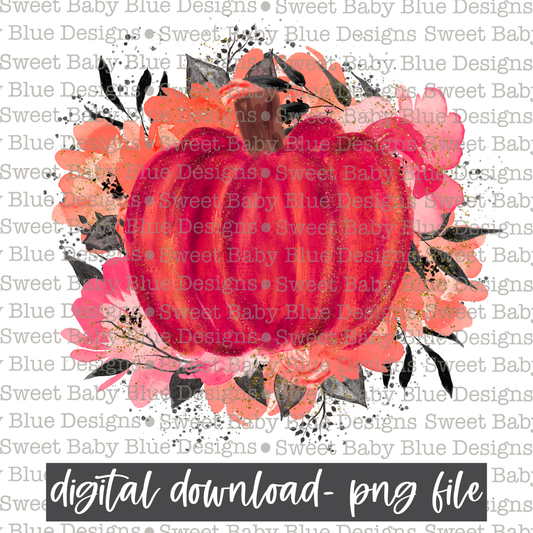 Floral pumpkin- Fall- 2021- PNG file- Digital Download