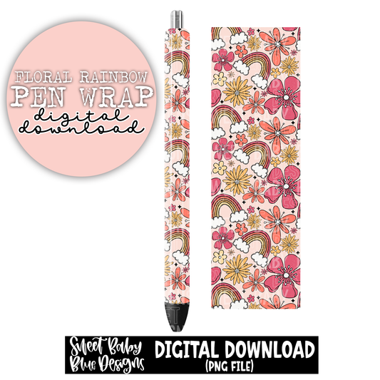 Floral rainbow- Pen wrap - 2023 - PNG file- Digital Download