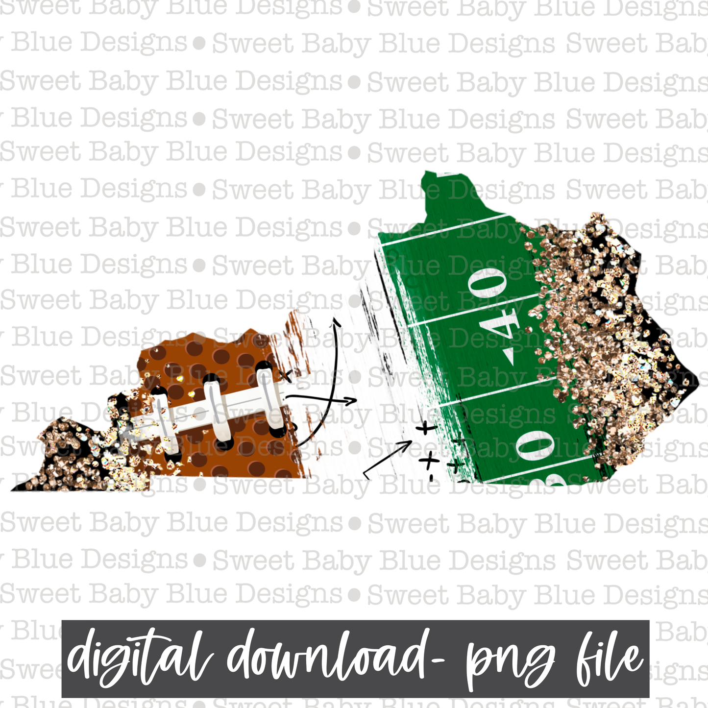 Football- Brushstroke- Kentucky- PNG file- Digital Download