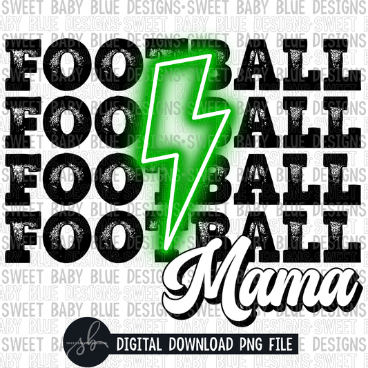 Football mama- Green bolt- 2022 -PNG file- Digital Download