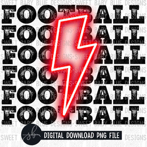 Football- Red bolt- 2022- PNG file- Digital Download
