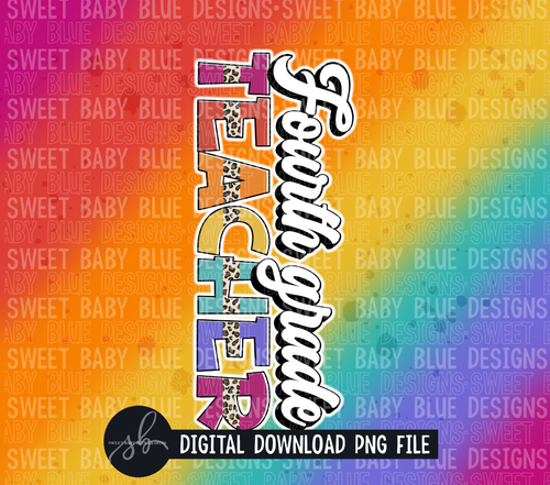 Fourth grade teacher- 20 oz. skinny tumbler- 2022 -PNG file- Digital Download