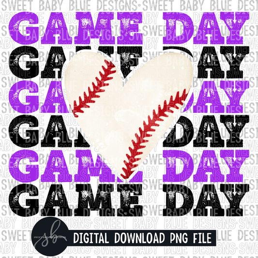 Game day- Black and Purple- 2022 - PNG file- Digital Download