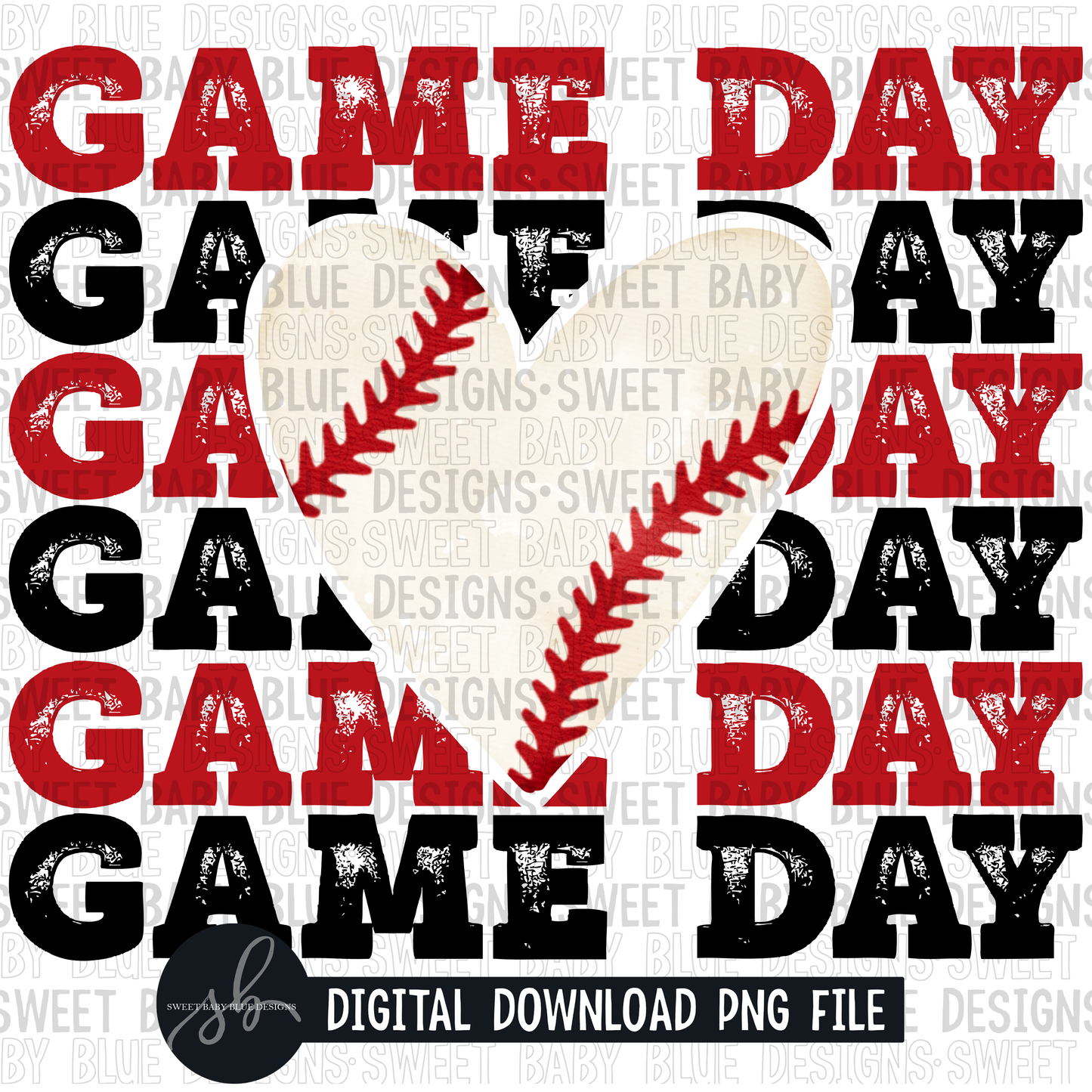 Game day- Baseball- Red and black - 2022- PNG file- Digital Download