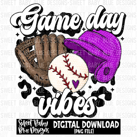 Game day vibes- Baseball- Leopard- Purple- 2023 - PNG file- Digital Download