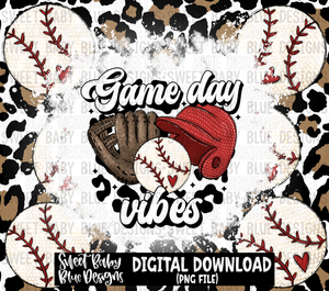 Game day vibes- Baseball- Leopard- 20 oz. skinny tumbler- 2023- PNG file- Digital Download