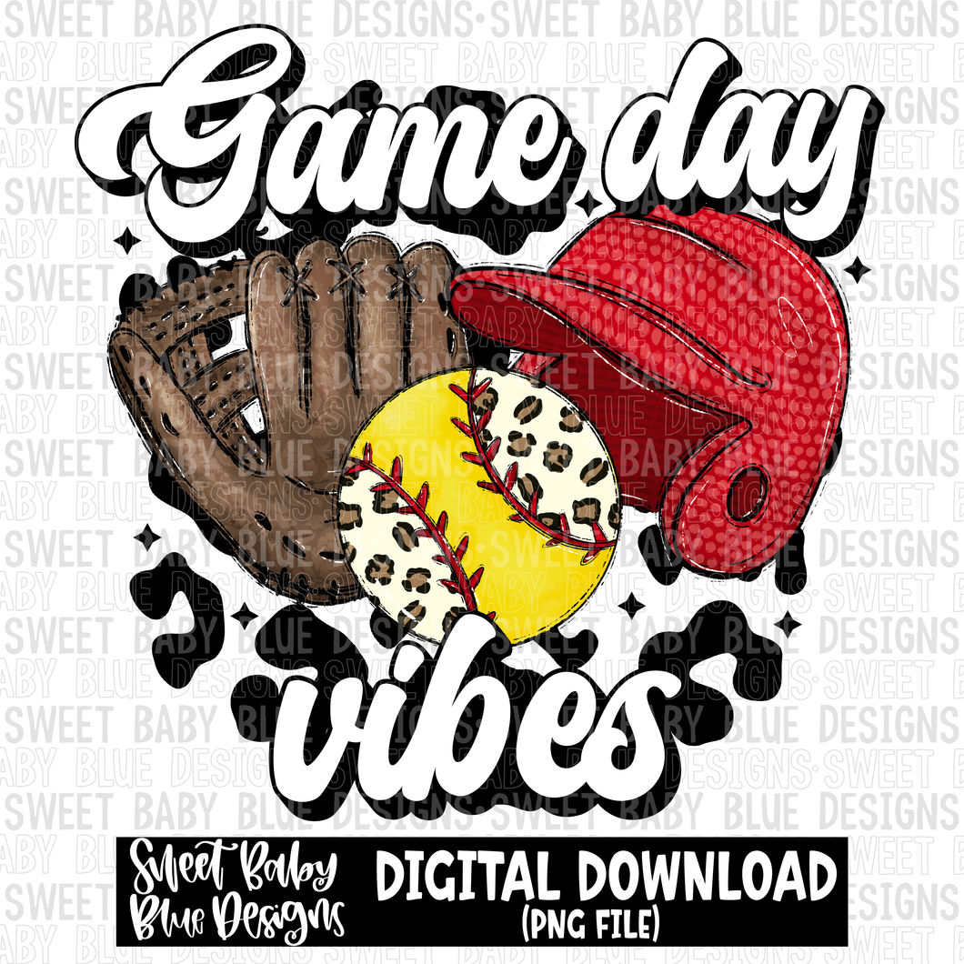 Game day vibes- Softball- Leopard- 2023 - PNG file- Digital Download