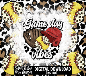 Game day vibes- Softball- Leopard- 20 oz. skinny tumbler- 2023 -PNG file- Digital Download