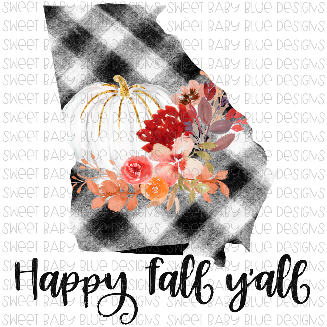Georgia Happy Fall y'all- Fall- PNG file- Digital Download