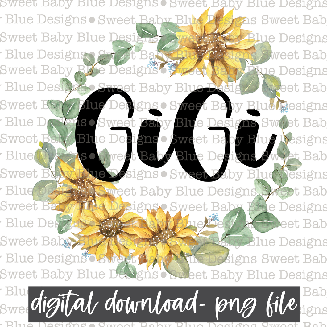 GiGi- Sunflower- PNG file- Digital Download