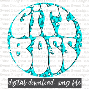 Girl boss- Blue Leopard - PNG file- Digital Download