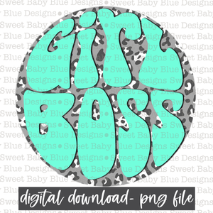 Girl boss- Gray Leopard - PNG file- Digital Download