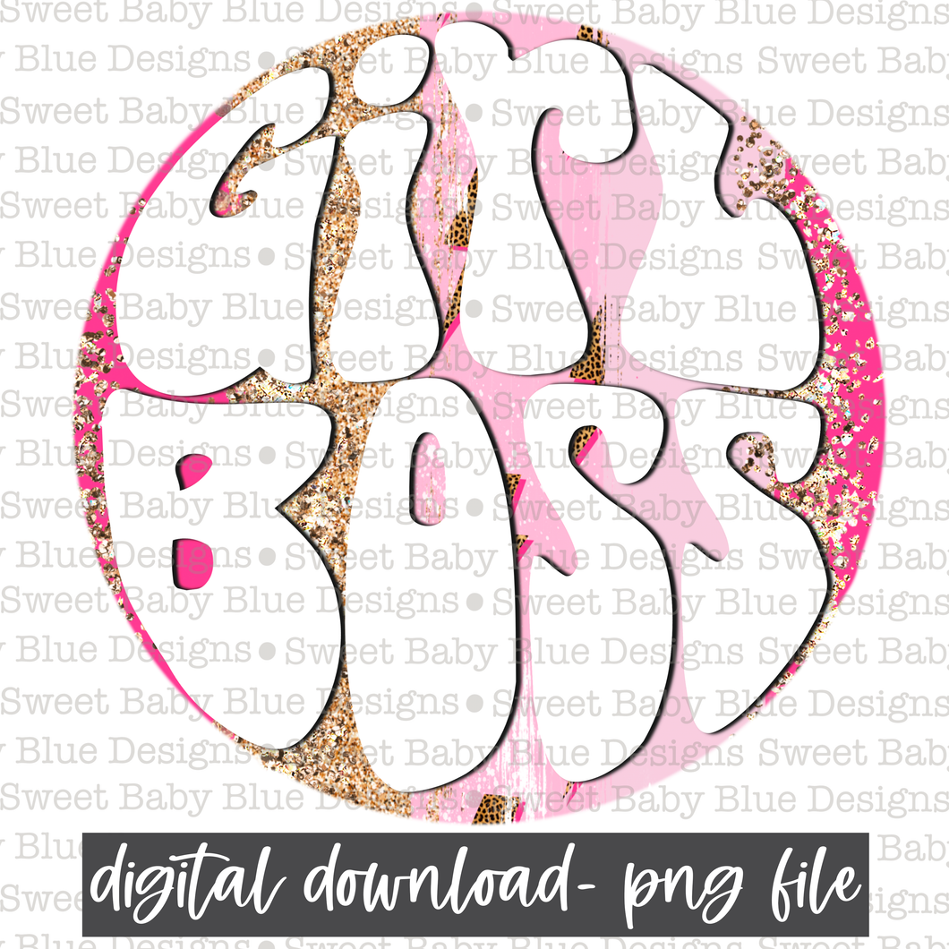 Girl boss- Pink brushstroke - PNG file- Digital Download