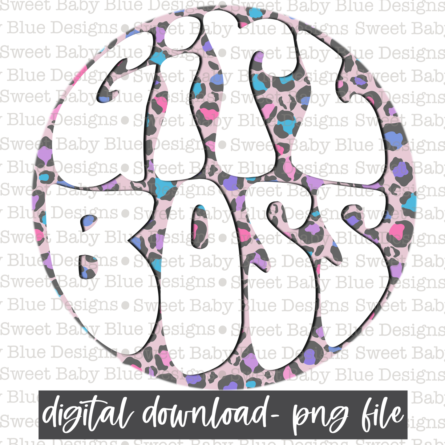 Girl boss- Pink Leopard - PNG file- Digital Download