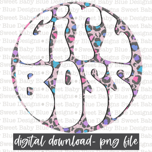 Girl boss- Pink Leopard - PNG file- Digital Download