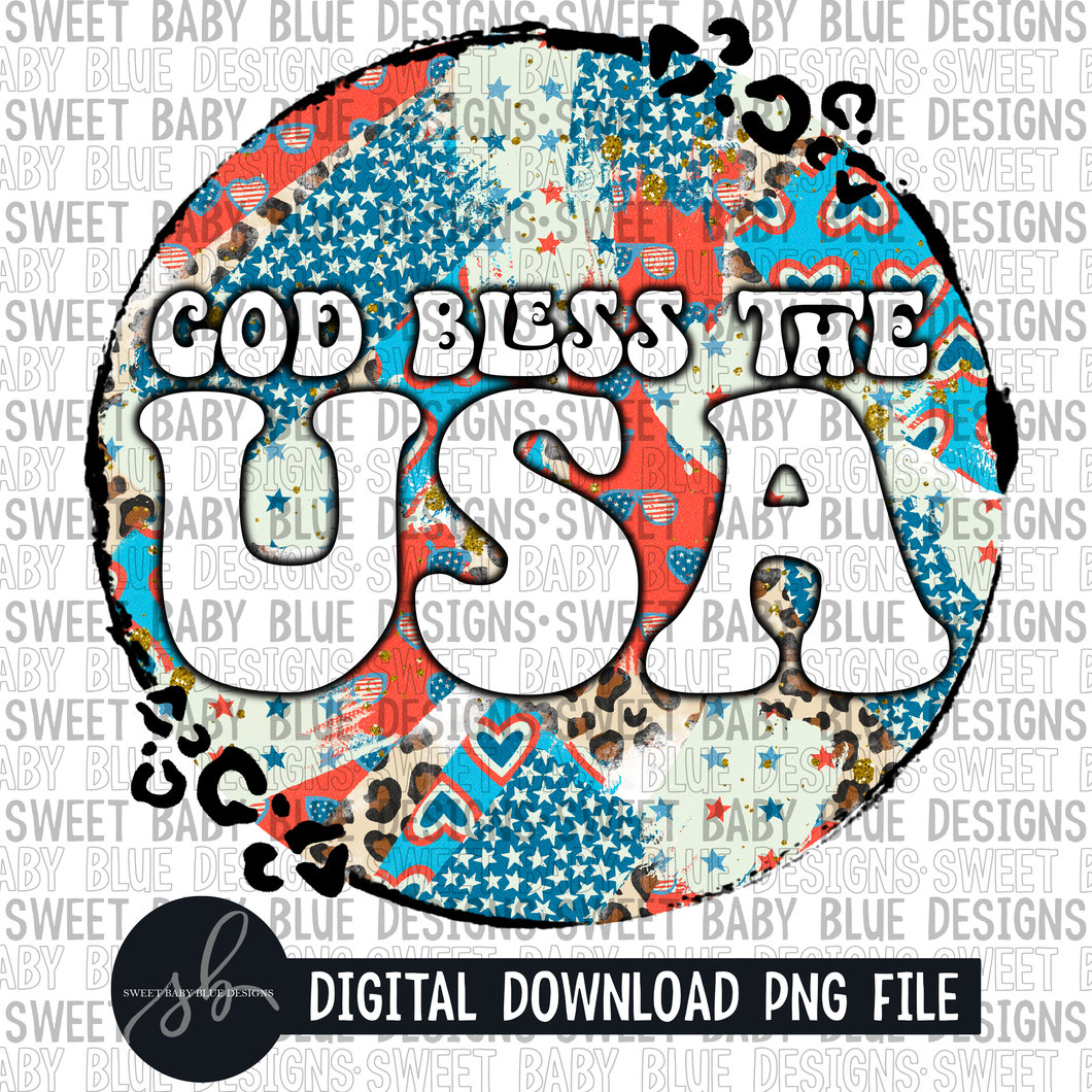 God bless the USA- Leopard spots- Brush circle - 2022 - PNG file- Digital Download
