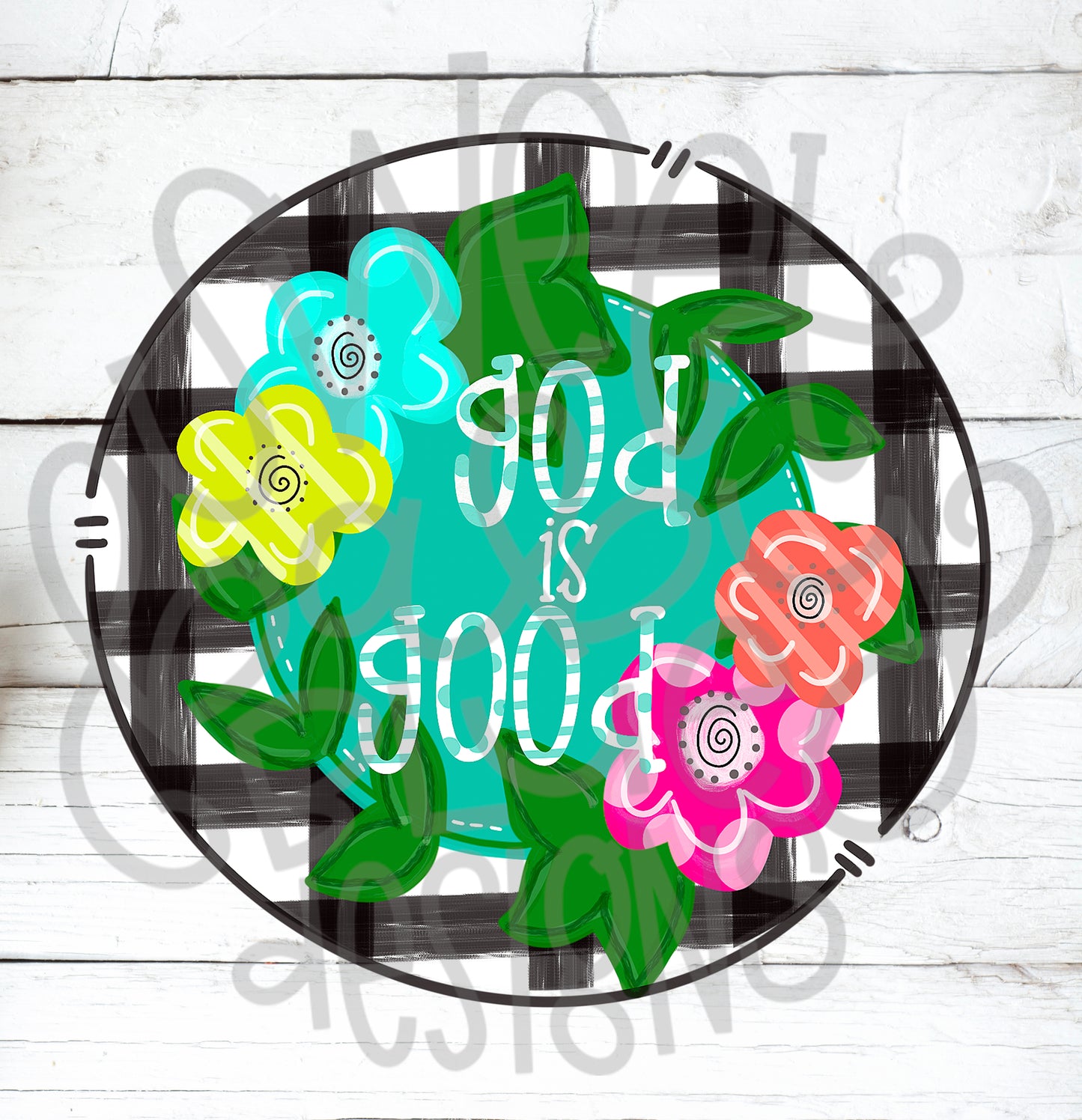 God is good- Floral- Plaid- PNG file- Digital Download