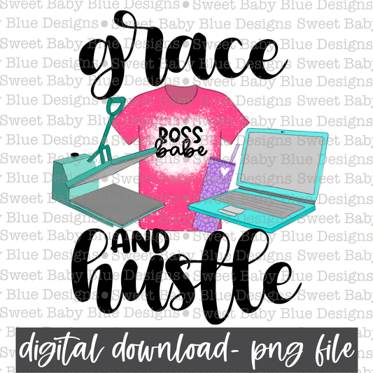 Grace and hustle- With Tumbler- PNG file- Digital Download