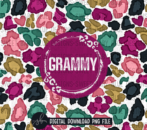 Grammy- Leopard tumbler- 20 oz. skinny tumbler- 2022 -PNG file- Digital Download
