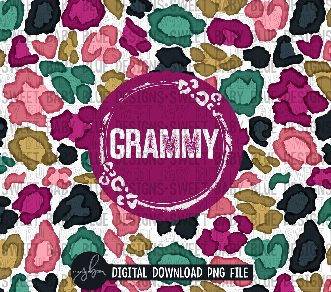 Grammy- Leopard tumbler- 20 oz. skinny tumbler- 2022 -PNG file- Digital Download