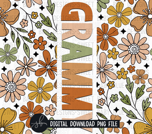 Grammy- Retro floral- 20 oz. skinny tumbler- 2022 -PNG file- Digital Download